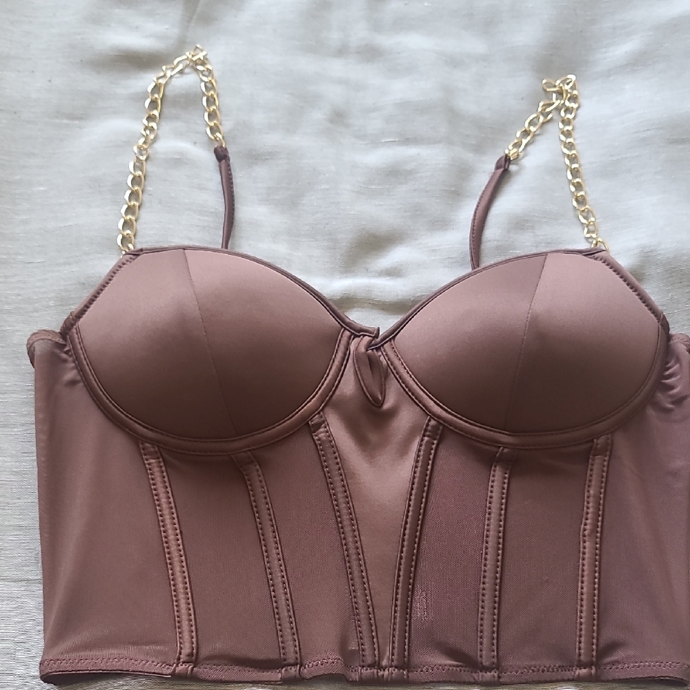 Brown and Gold Underwire Bras with Molded Cups